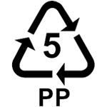 Symbool voor het recyclen van PP-verpakkingen